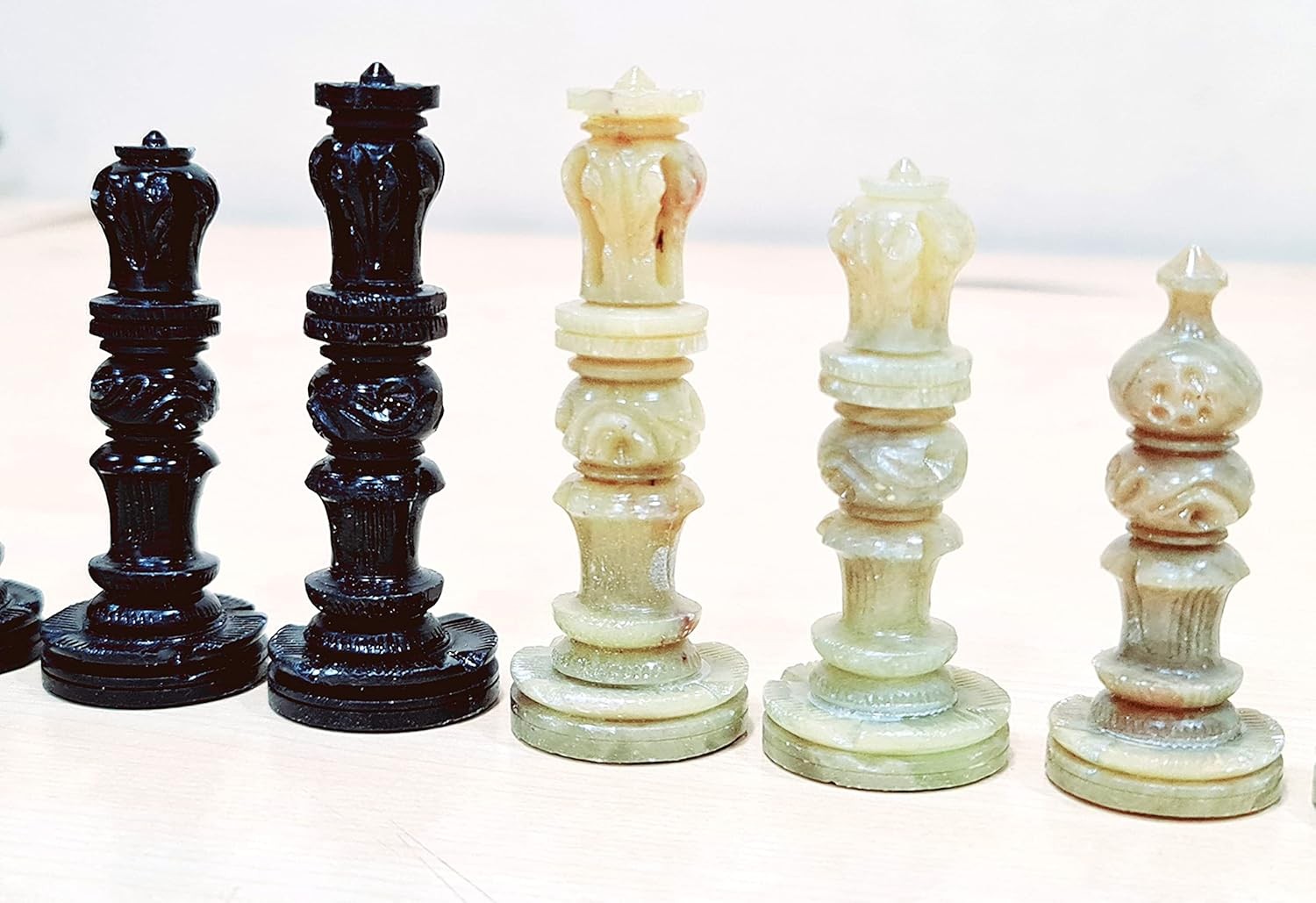 Natural Stone Chess Pieces 2.5" King | Hand-Carved Set | Weighted Staunton
