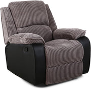 Manual Recliner Armchair Sofa Chair Jumbo Cord Fabric Lounge Seat Grey