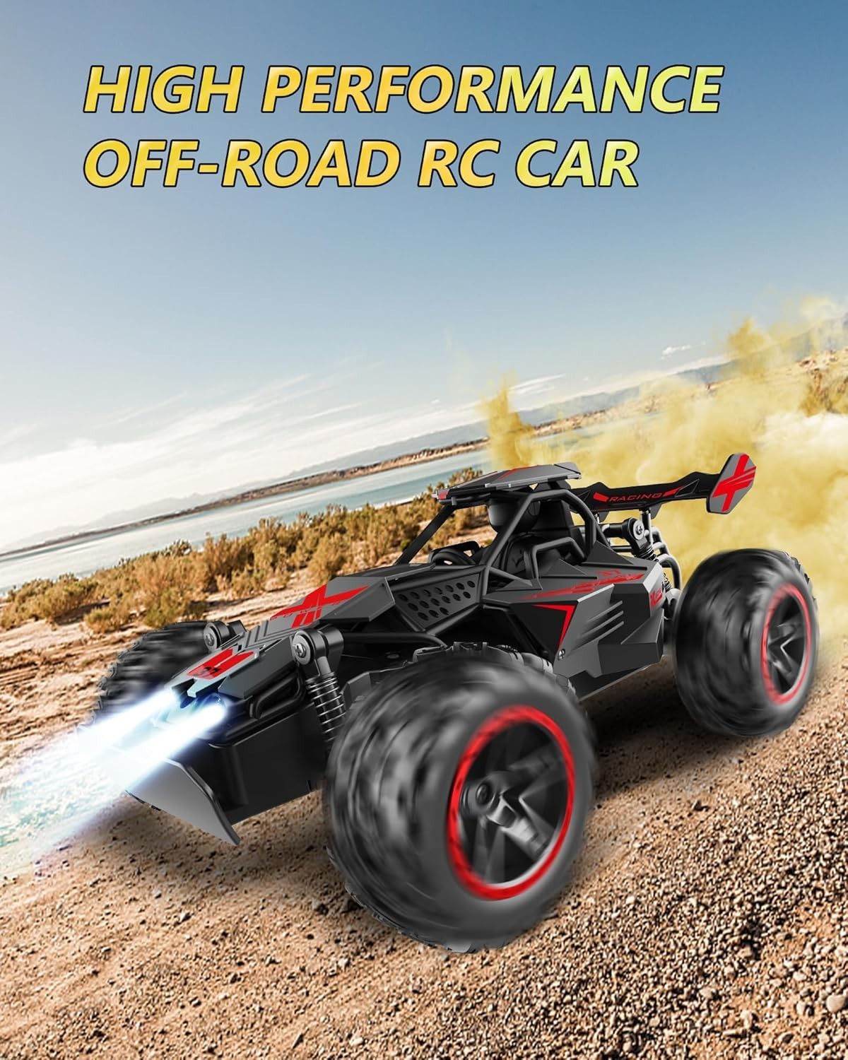 RC Car for Kids 2.4GHz Alloy Monster Truck 20KM/H LED Lights Toy 3–8