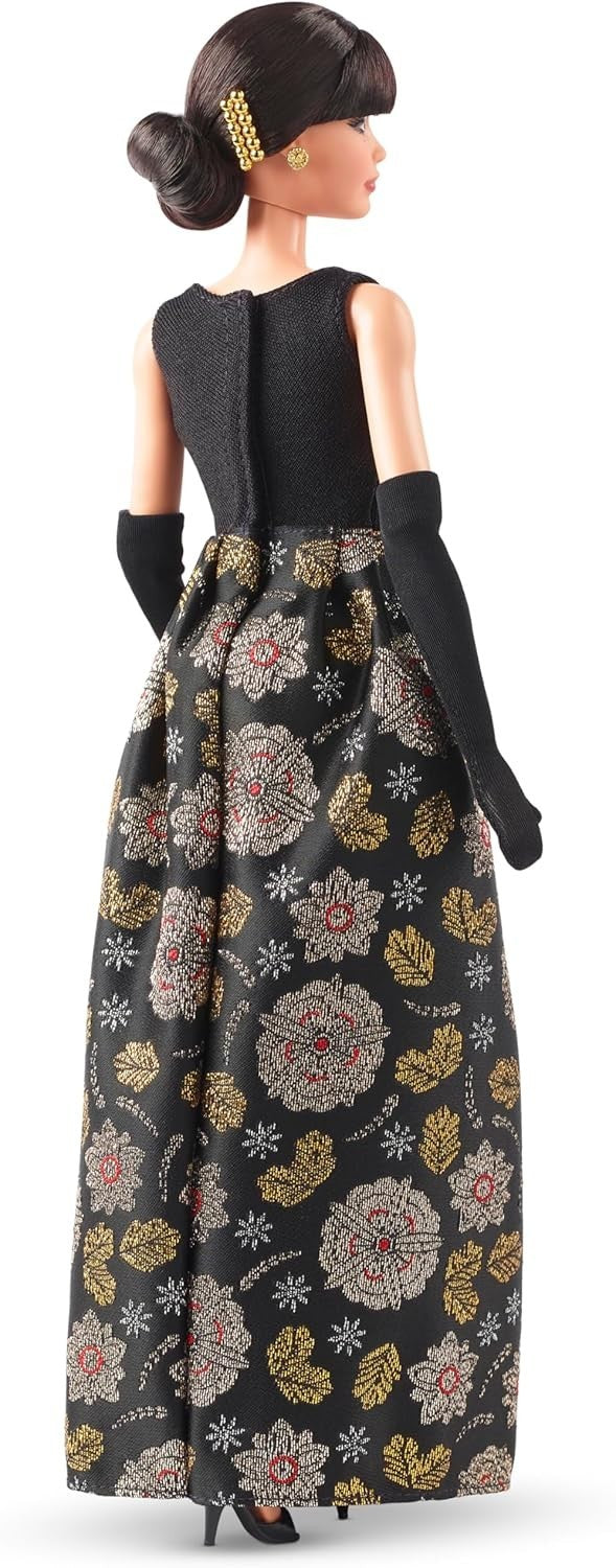 Signature Tribute Collector Doll Black Gold Gown Stand Keepsake