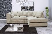 Cream L-Shaped 3+2 Seater Corner Sofa - Plush Fabric Modular Couch (Right Hand)