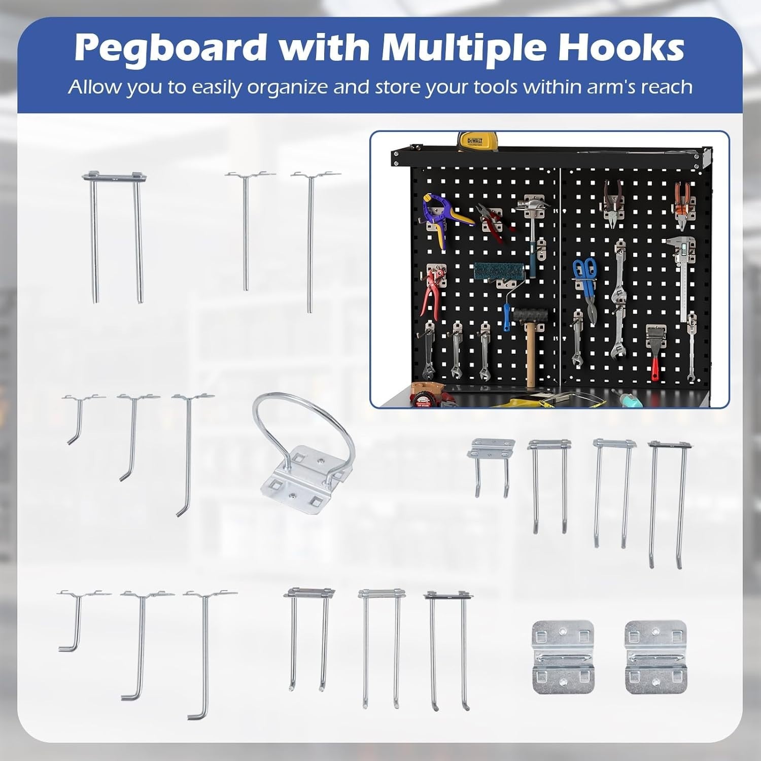 Heavy Duty Workbench 81x41x156cm with Pegboard Shelves Drawer 290kg Capacity