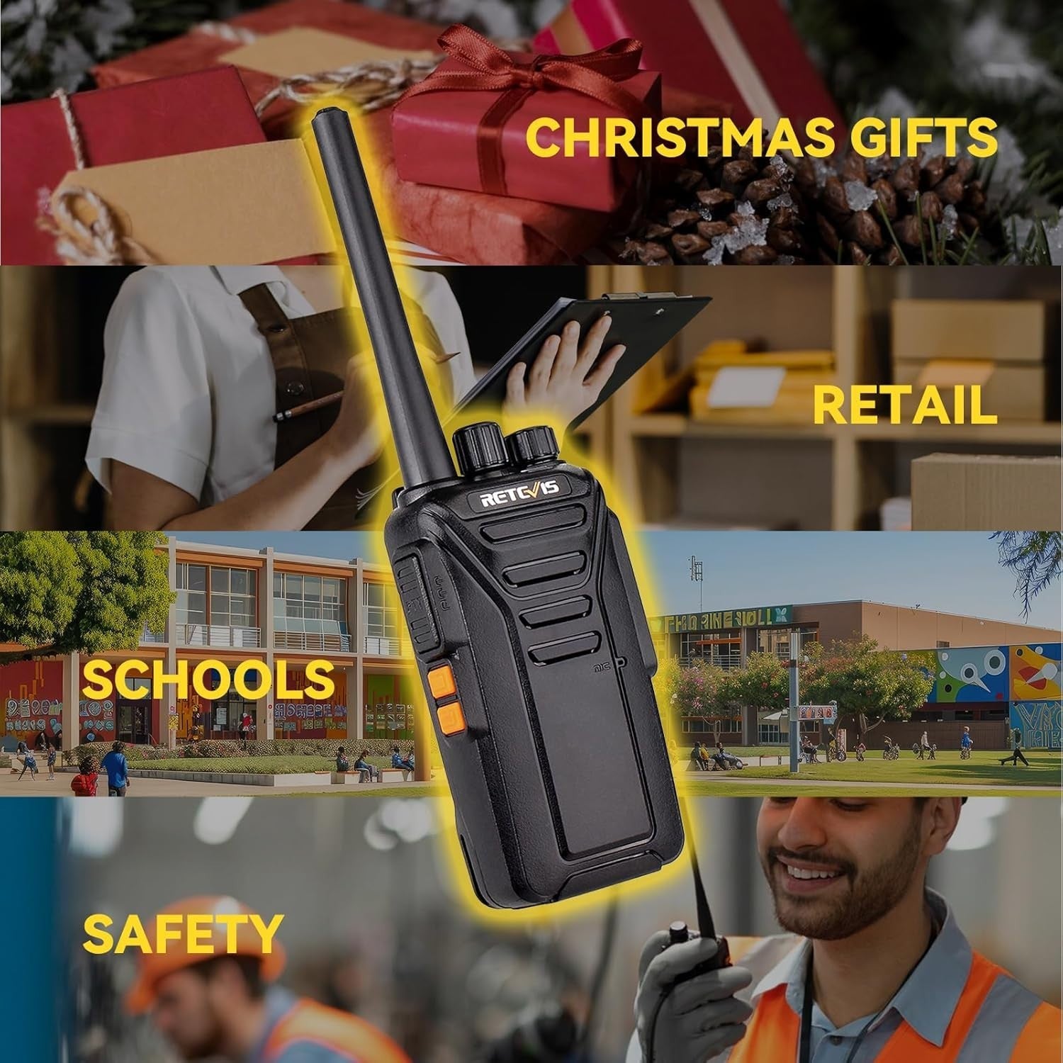 Long Range Walkie Talkies 2 Pack PMR446 Rechargeable VOX 2 Way Radios