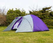 4 Man Dome Camping Tent Purple/Grey Waterproof Festival Family