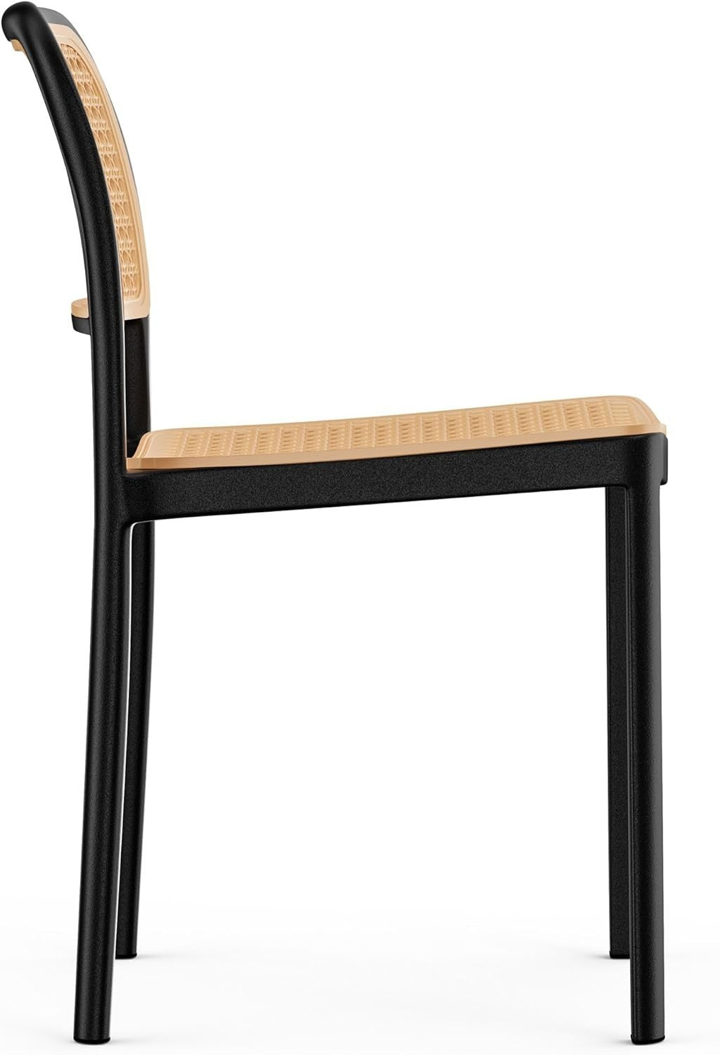 Set of 4 Rattan Effect Dining Chairs Stackable Black Boho
