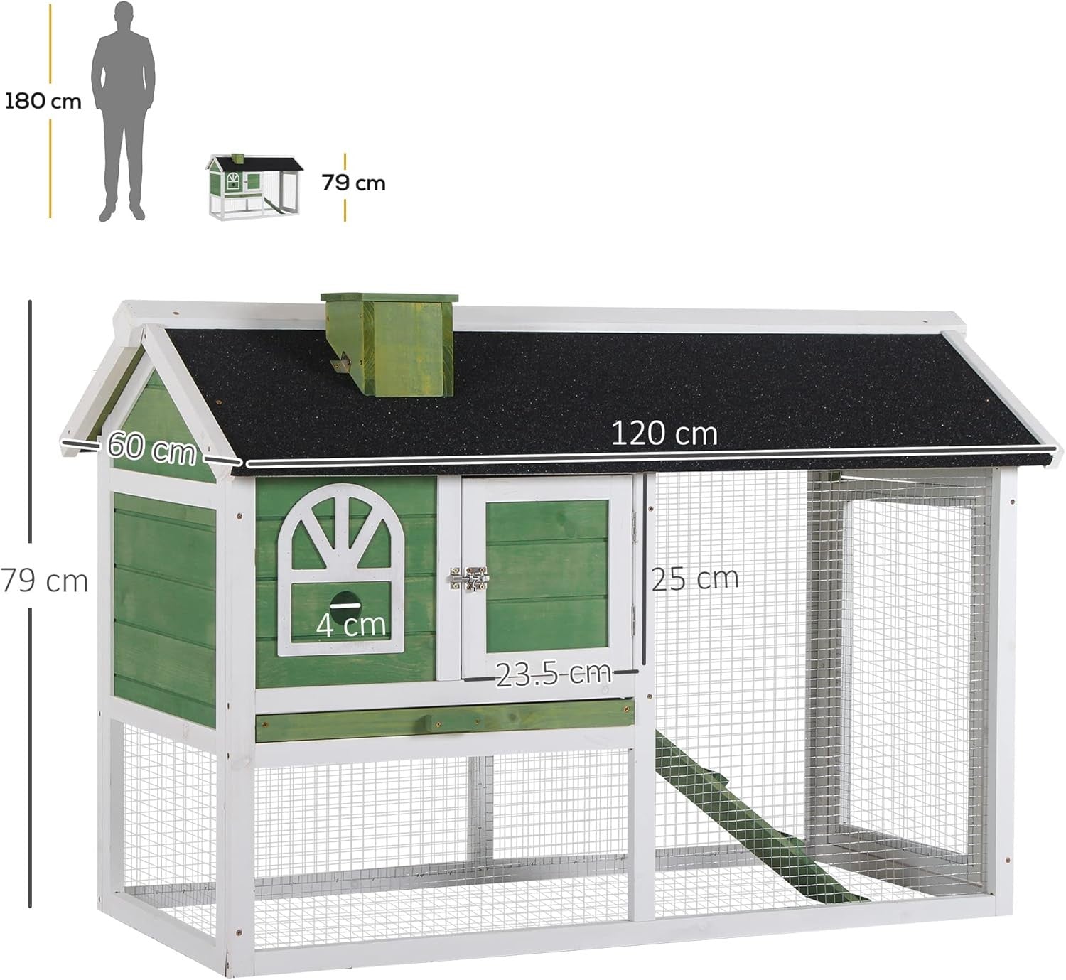 Large 2 Tier Rabbit Hutch with Run Outdoor Wooden Cage Ramp Tray