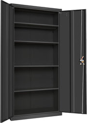 Heavy Duty Lockable 5-Tier Metal Storage Cabinet Adjustable Shelves