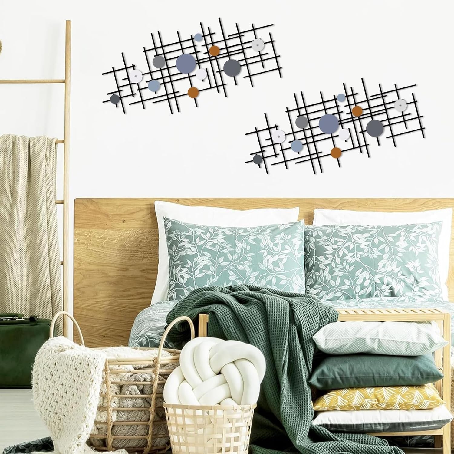 Set of 2 Geometric Metal Wall Art Modern Abstract 3D Decor