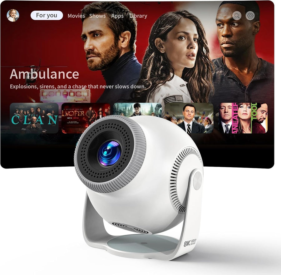 Android 14 Smart Mini Projector 4K Decode 1080P WiFi 6 Bluetooth