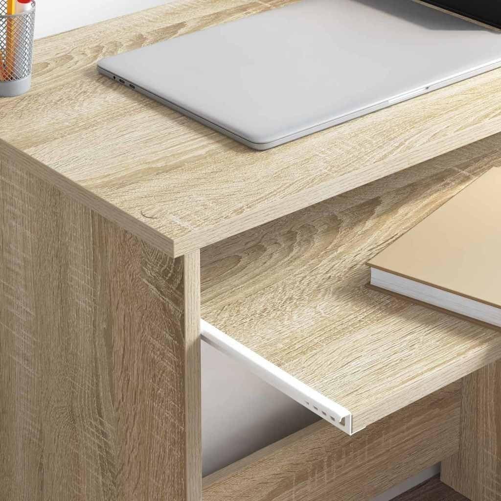 Sonoma Oak Desk 106x40cm Modern Wood Office Table with Storage Shelves