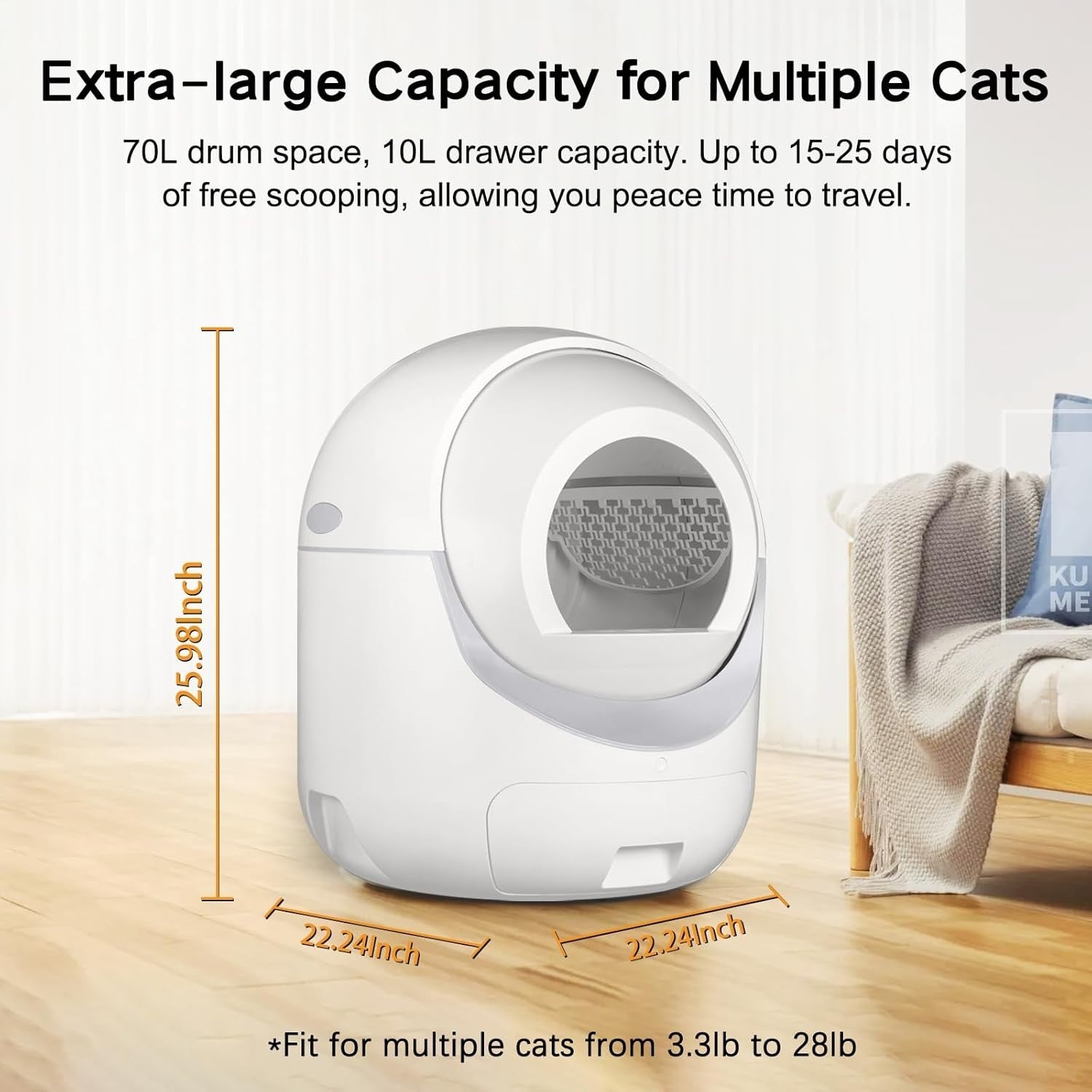 Self Cleaning Cat Litter Box APP Control Odor Removal Multi Cat XL