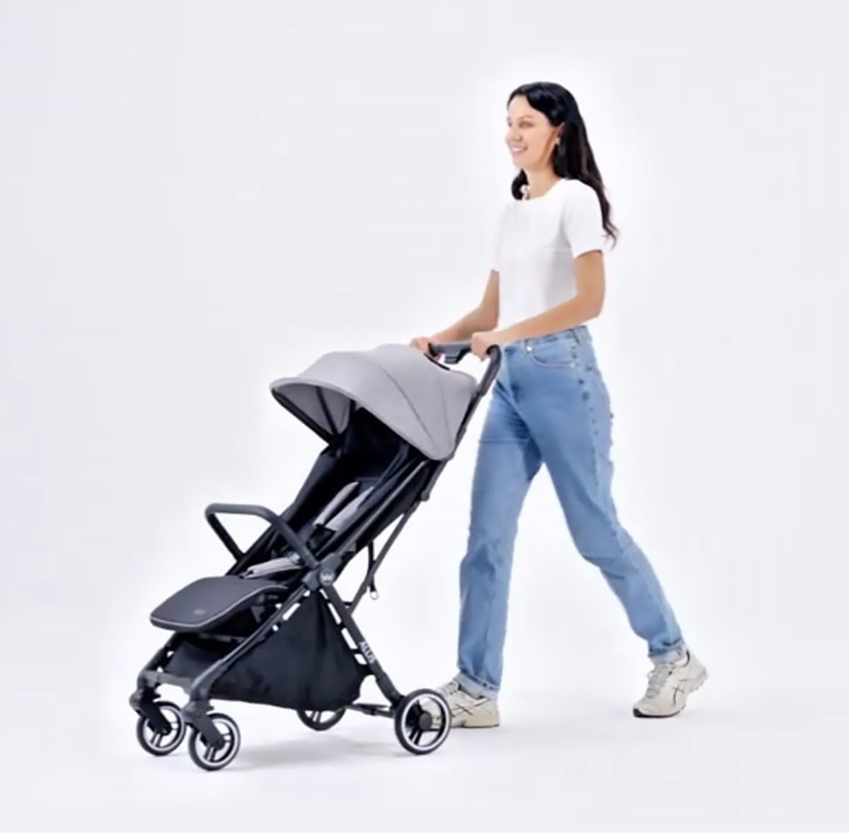 Auto Fold Baby Pushchair Lightweight From Birth 22kg Footmuff Grey