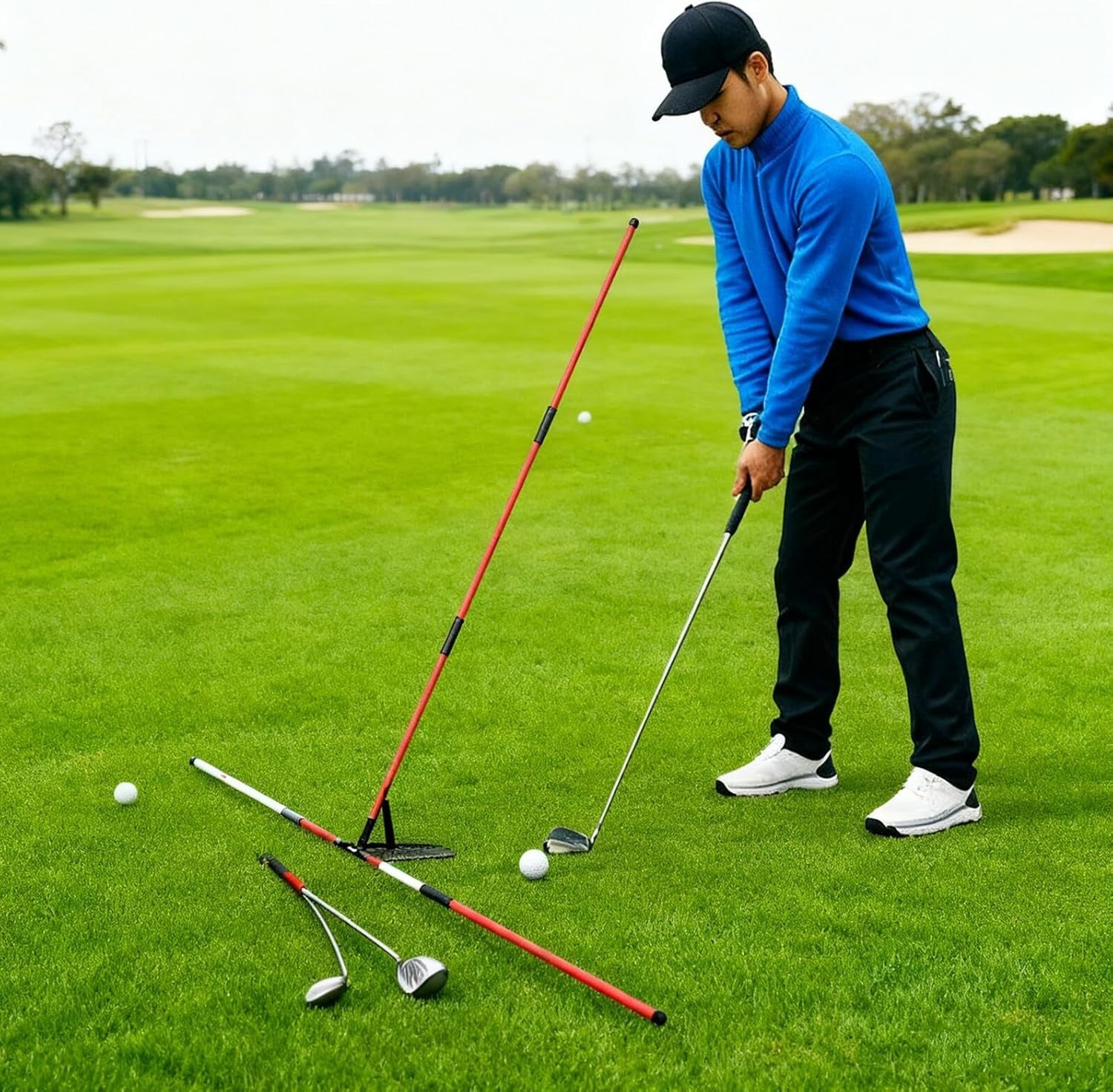 Golf Swing Trainer Corrector with Angle Plate Practice Aid
