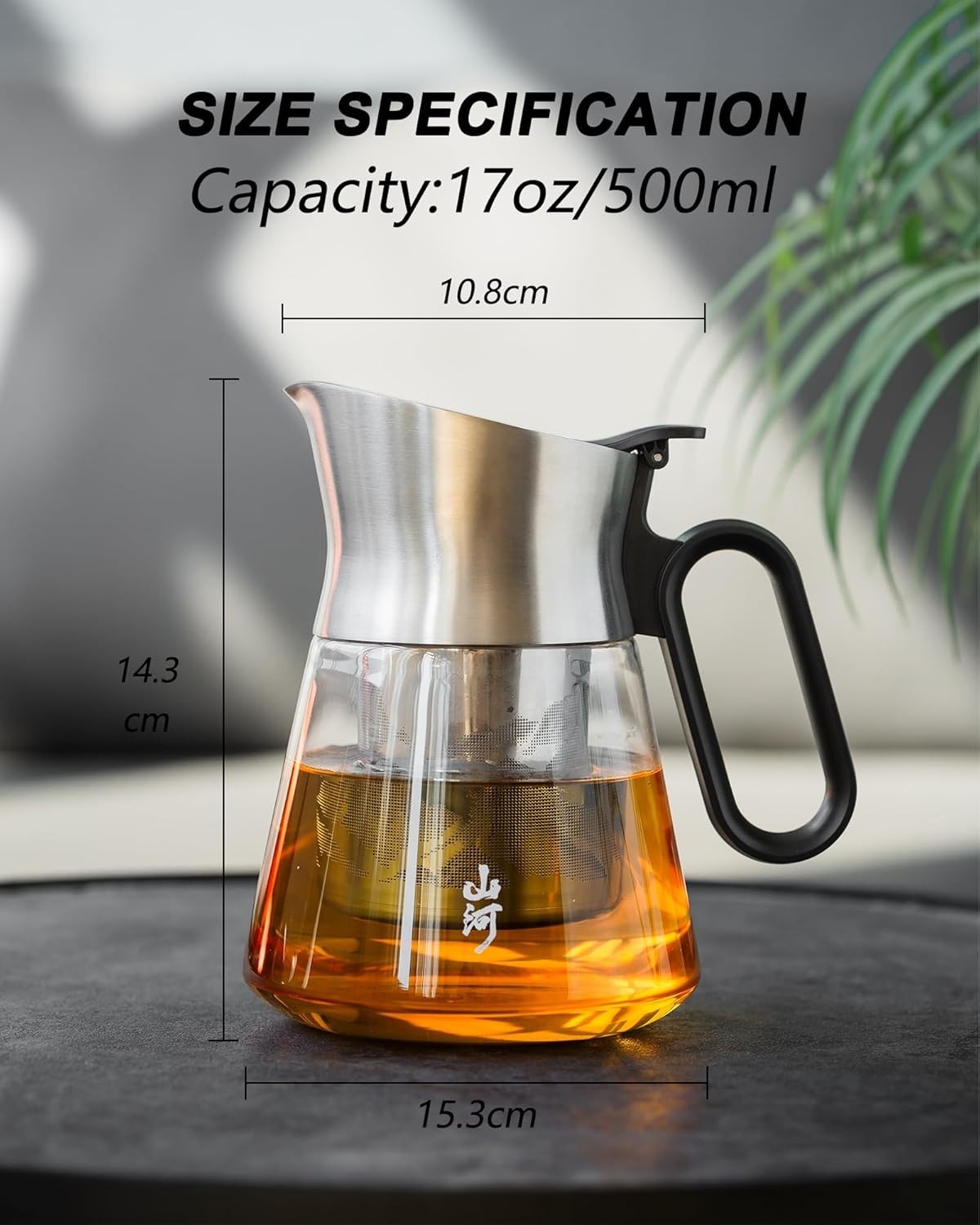 500ml Glass Teapot with Infuser Loose Leaf Tea Pot Stainless Steel Spout