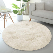 Round Shaggy Rugs Set 2pcs 120x120cm Cream Super Soft Non Slip Thick Pile