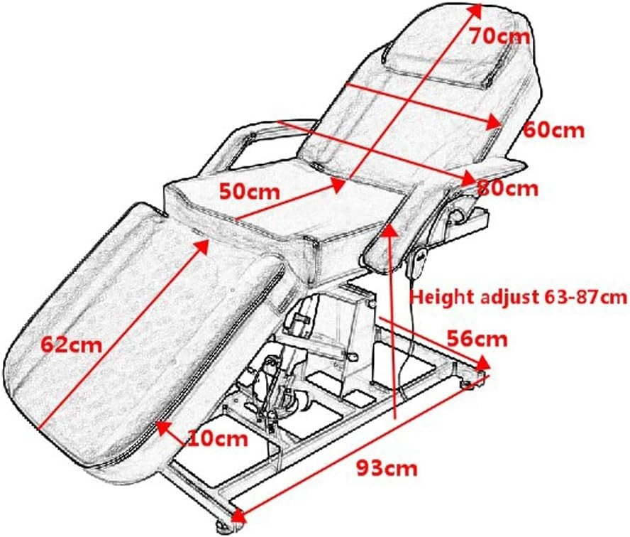Electric Lift Massage Table 3-Section Recline Spa Beauty Tattoo Therapy Bed