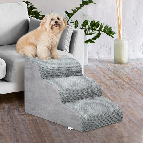 3 Step Dog Stairs Foam Pet Ramp Non Slip Grey 55x40x40cm