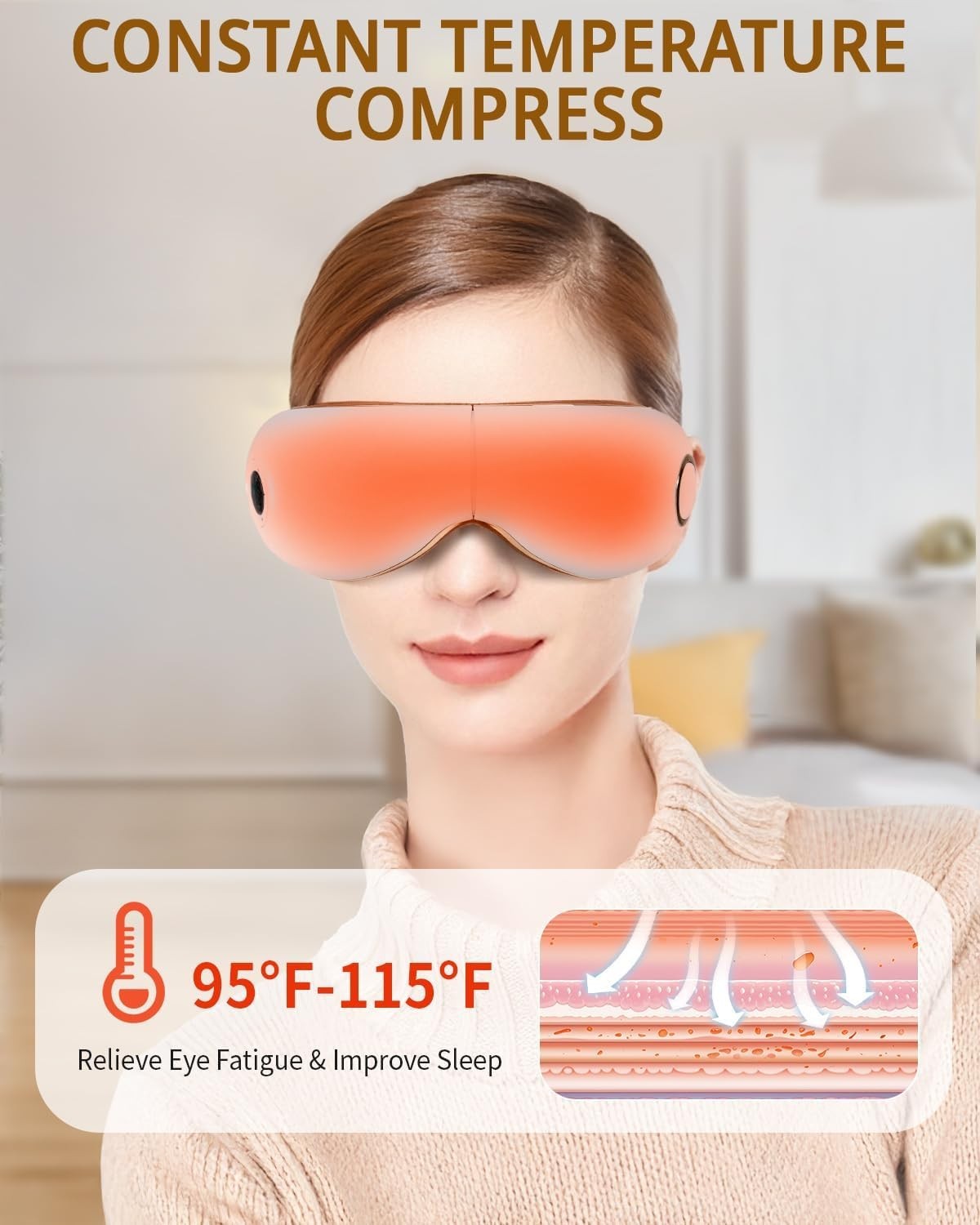 Heated Eye Massager Foldable Air Compression Vibration Mask