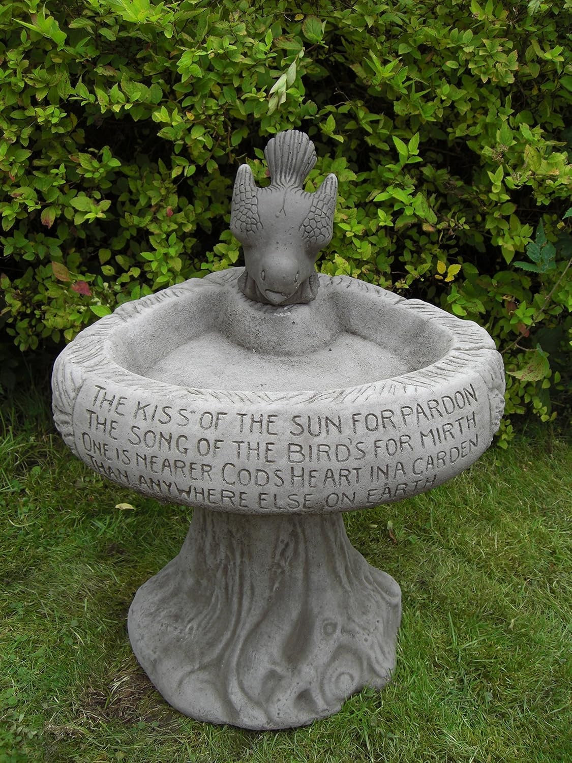Stone Bird Bath 50cm Garden Sculpture | Sun Design Outdoor Ornament Feeder
