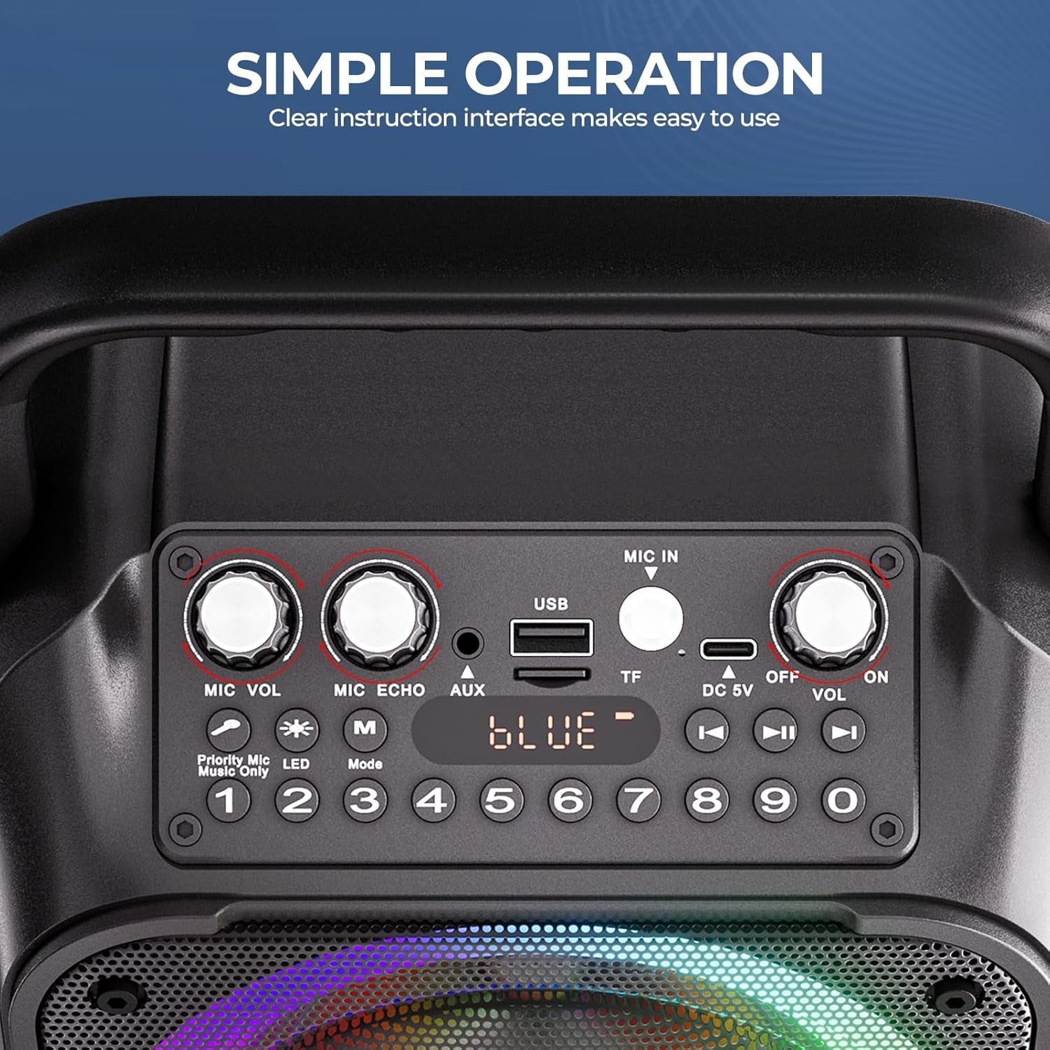 Karaoke Machine with 2 Wireless Mics Bluetooth PA Speaker