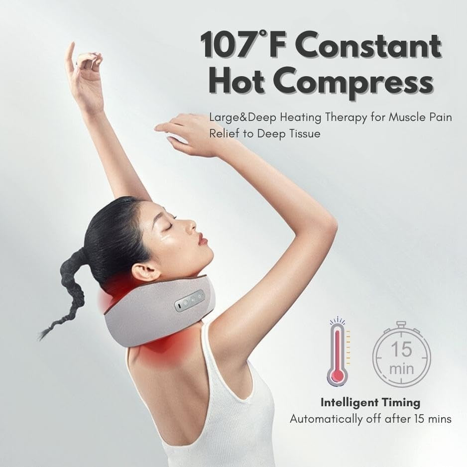 Heated Neck Massager Deep Tissue Cordless Shiatsu Pain Relief Pillow