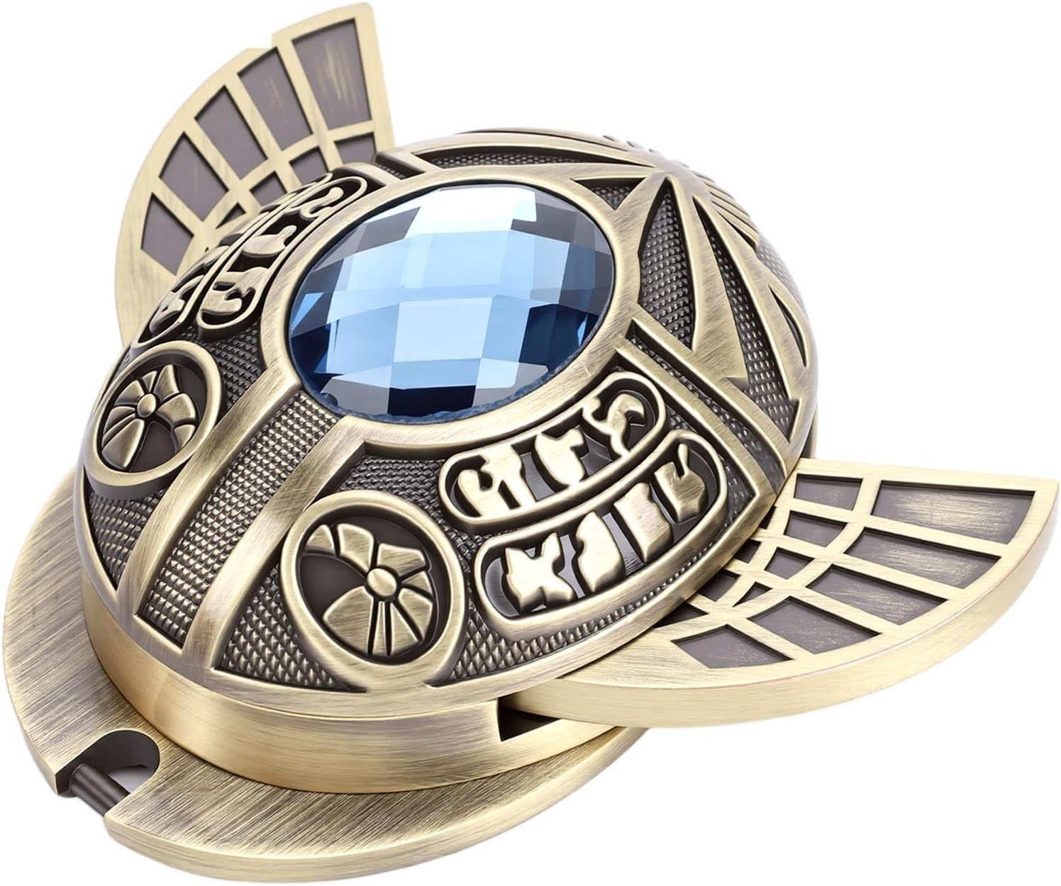 Metal Fidget Slider Zinc Alloy Egyptian Oval Blue Gem Stress Relief
