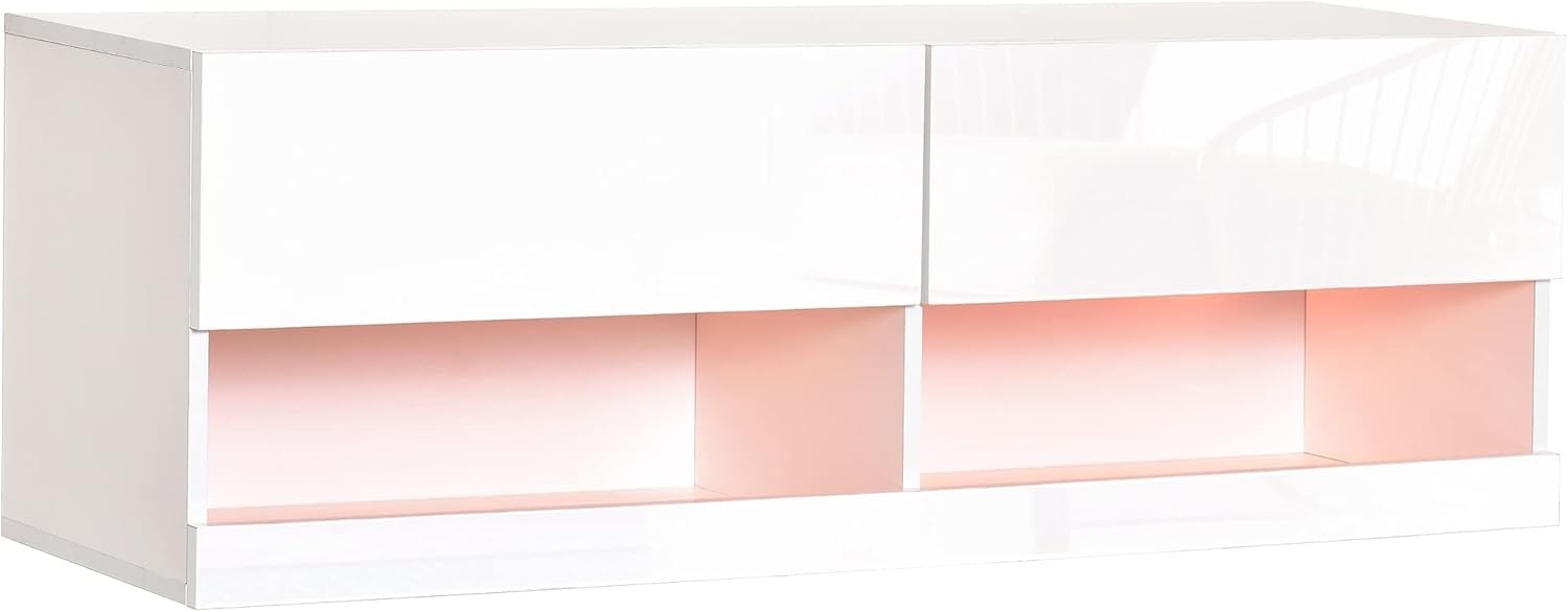 LED Floating TV Unit Wall Mounted Cabinet High Gloss for 42" TVs Storage