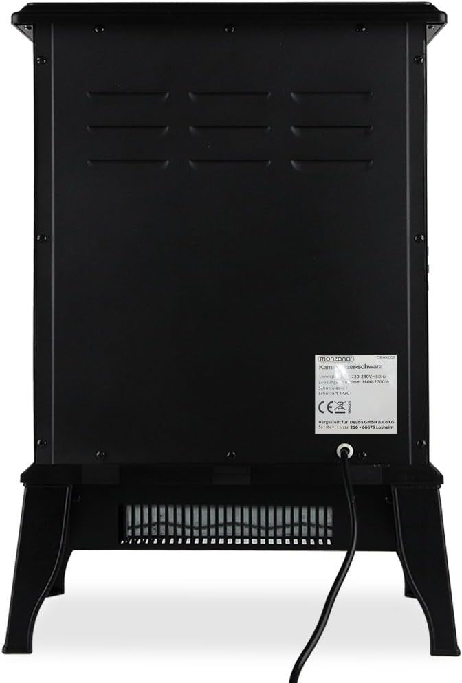 2000W Electric Stove Heater LED Flame Log Effect Compact Freestanding Fire