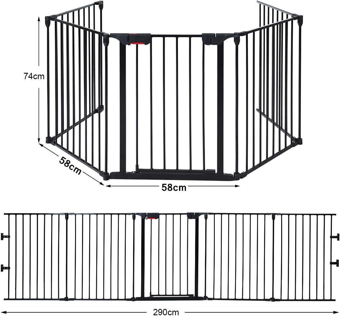 Metal Baby Safety Playpen Black Auto Close Gate Fireplace Pet Fence
