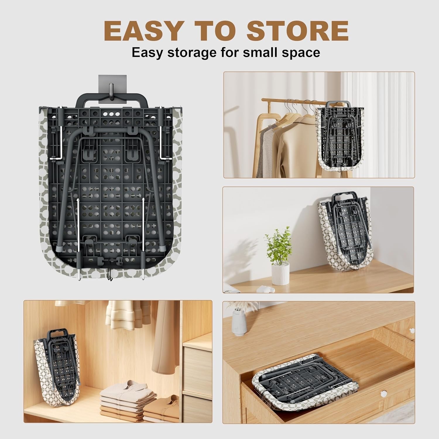 Space Saving Folding Ironing Board Tabletop Steam Station Grey Metal