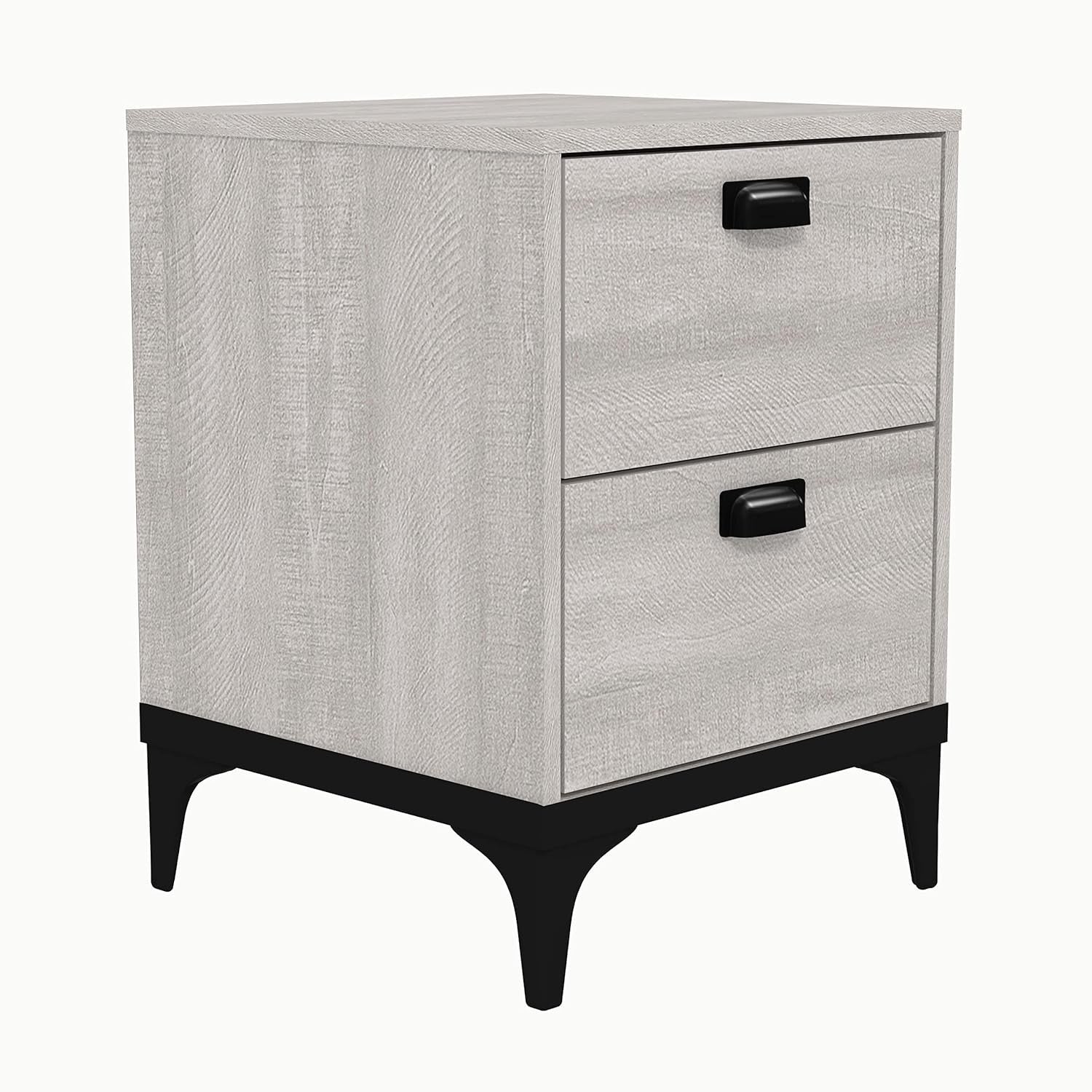 2 Drawer Bedside Table Dusty Grey Oak Storage Cabinet for Bedroom Hallway