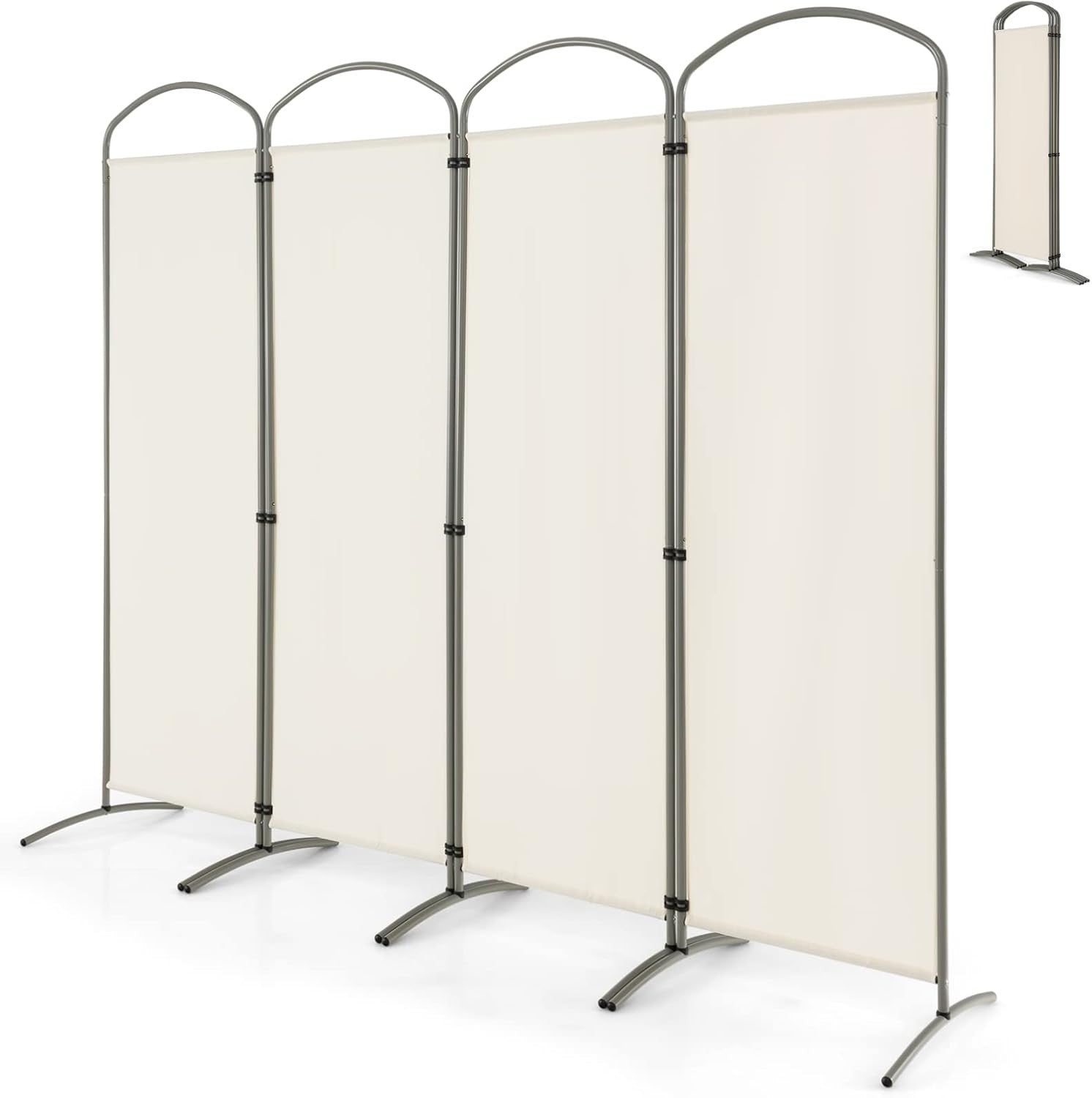 4 Panel White Folding Room Divider Freestanding Privacy Screen Partition 221x188