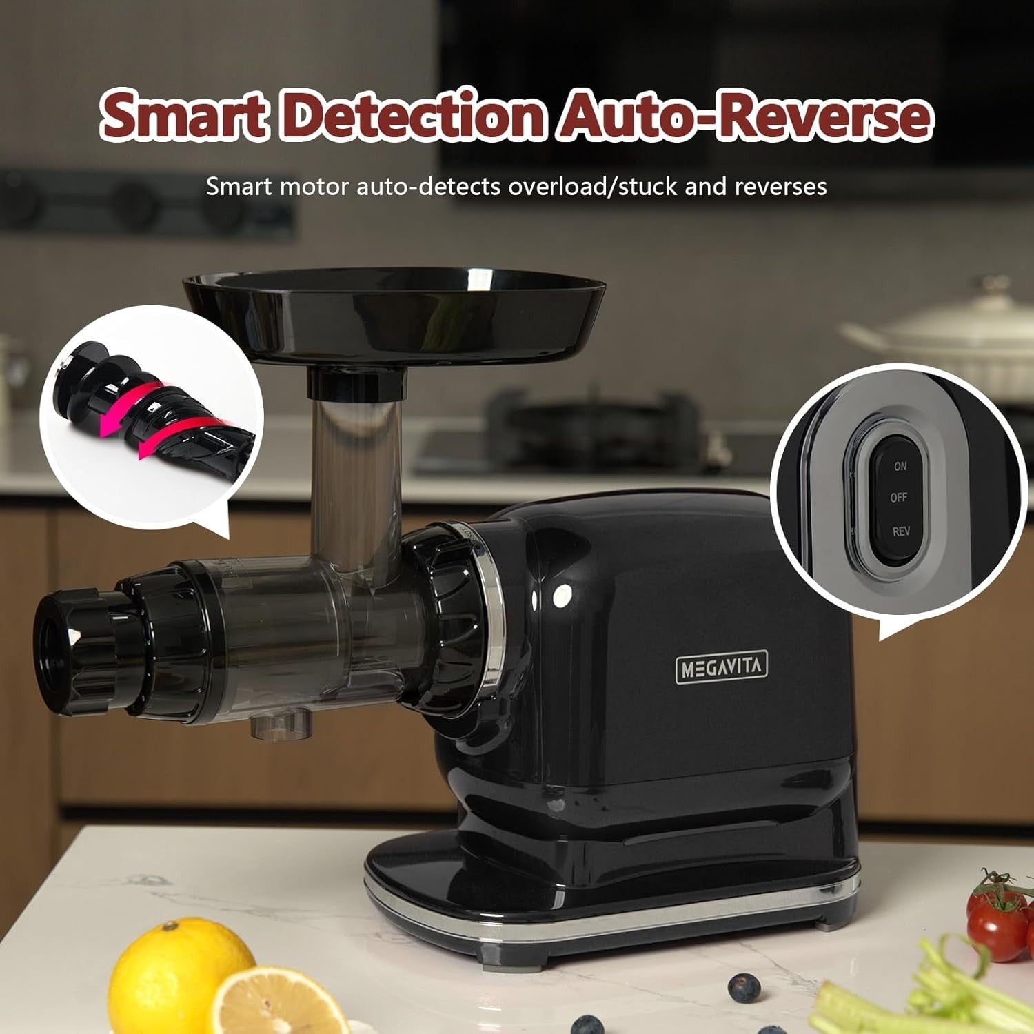 Cold Press Juicer 67RPM Quiet Slow Masticating High Yield Smart Extract