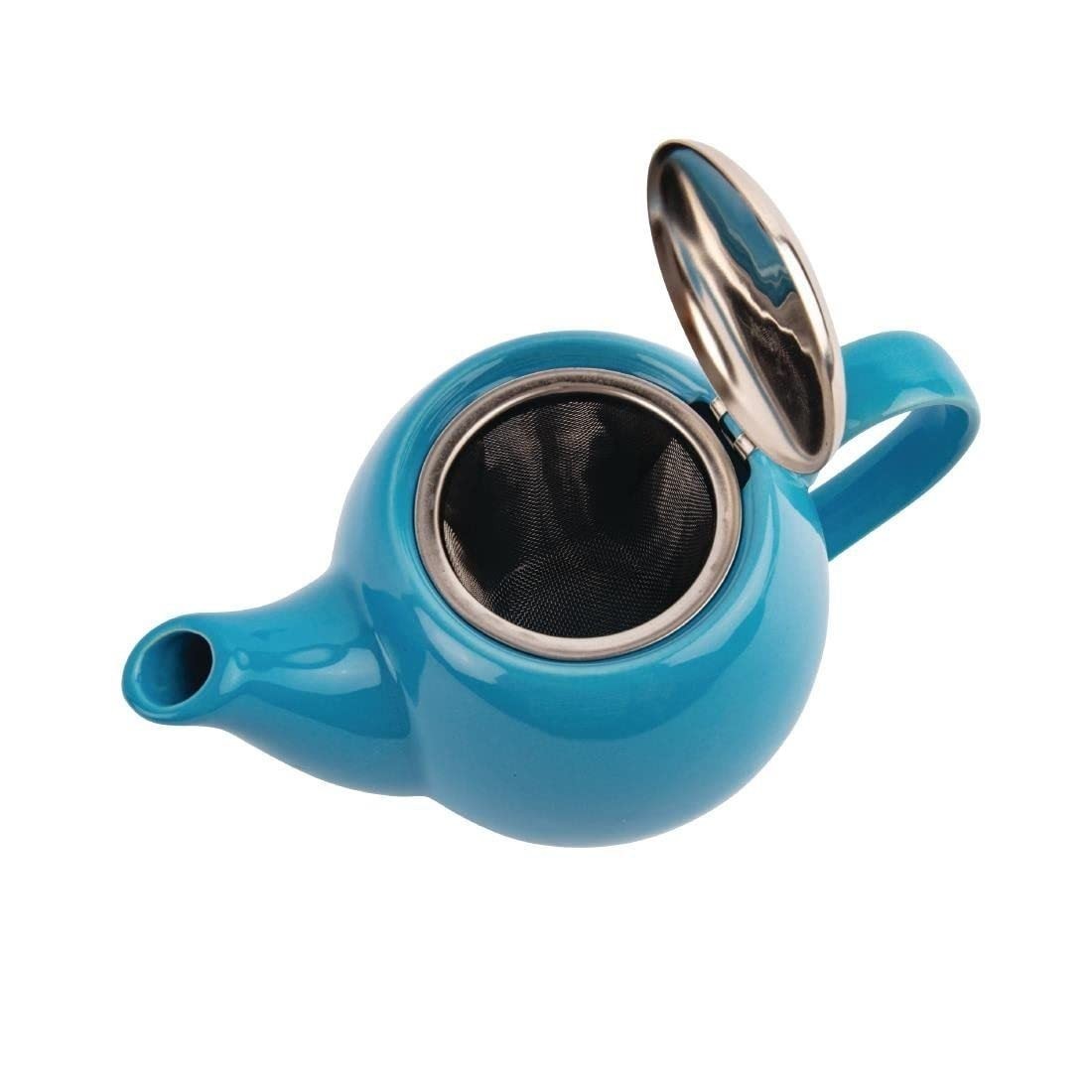 Blue Stoneware Teapot 510ml Tea Pot with Infuser Metal Lid Filter