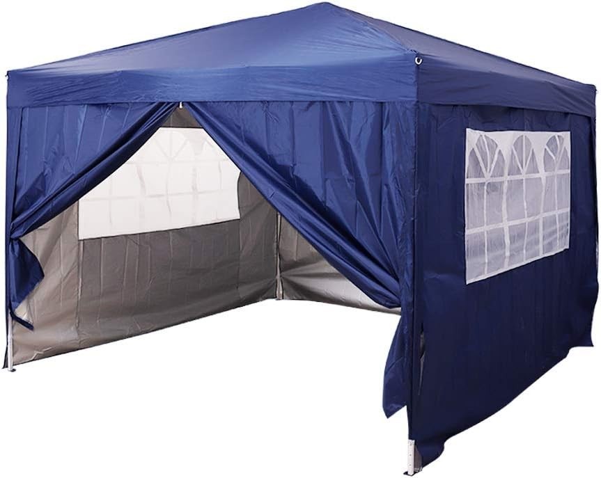 3x3M Blue Pop Up Gazebo With Sides Waterproof Garden Party Tent Marquee Canopy