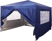 3x3M Blue Pop Up Gazebo With Sides Waterproof Garden Party Tent Marquee Canopy
