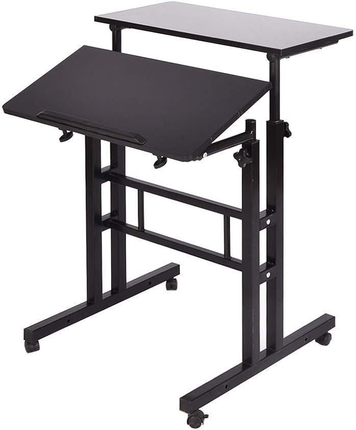 Adjustable Standing Desk Sit Stand Workstation Rolling Laptop Table 60x30cm