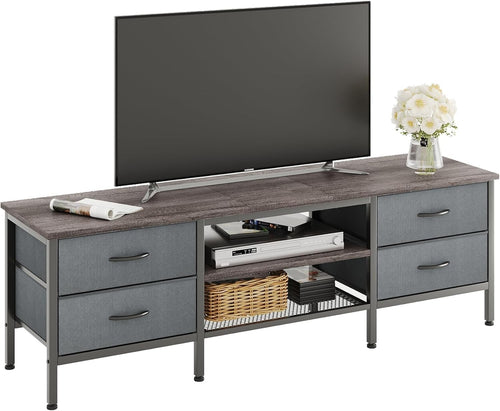 63” Grey TV Unit for 70 Inch Screen | Media Console Storage Drawers Cabinet