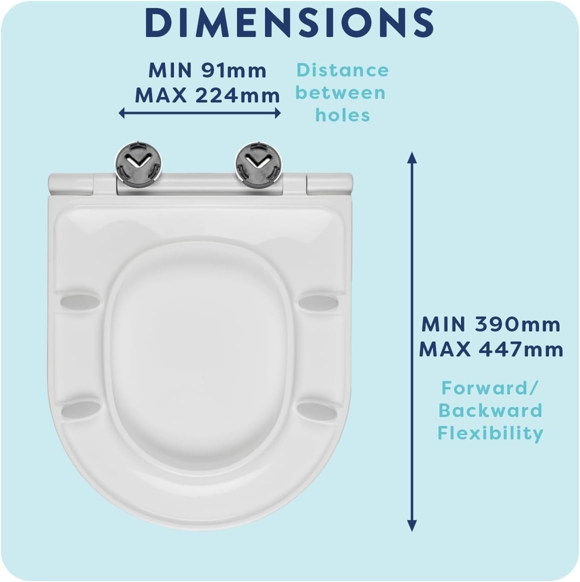 White Slimline D-Shape Toilet Seat Soft Close Quick Release Antibacterial