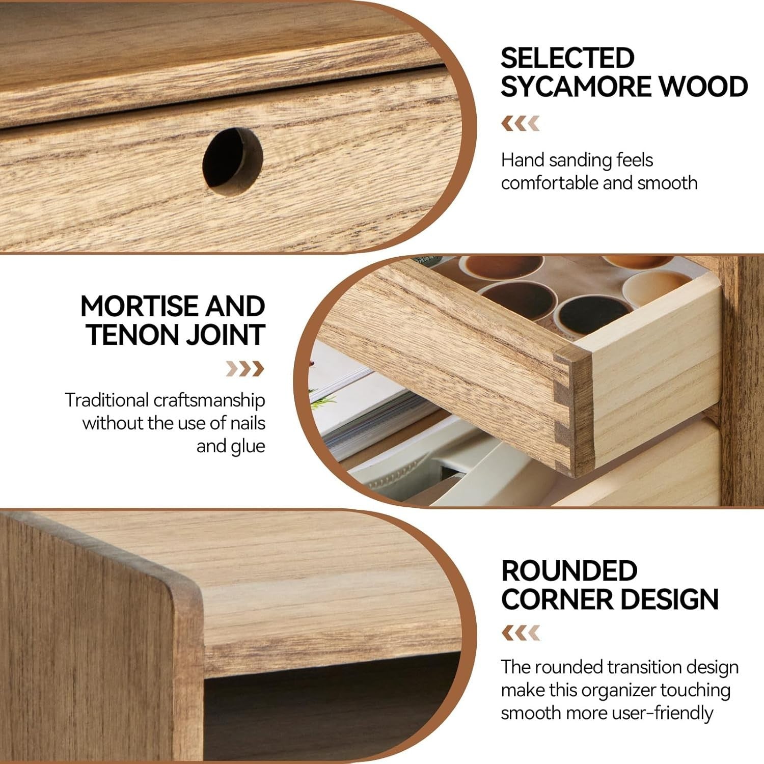 Wood Desktop Organizer with Drawers & Shelves | Home Office Storage Box