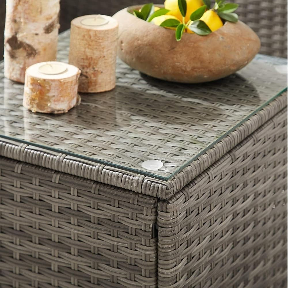 5-Piece Rattan Outdoor Garden Sofa Set with Cushions & Glass Coffee Table