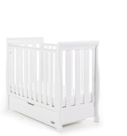 Space Saver Sleigh Cot Bed with Drawer Adjustable Height Baby Crib 114x55cm