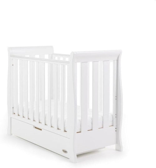 Space Saver Sleigh Cot Bed with Drawer Adjustable Height Baby Crib 114x55cm
