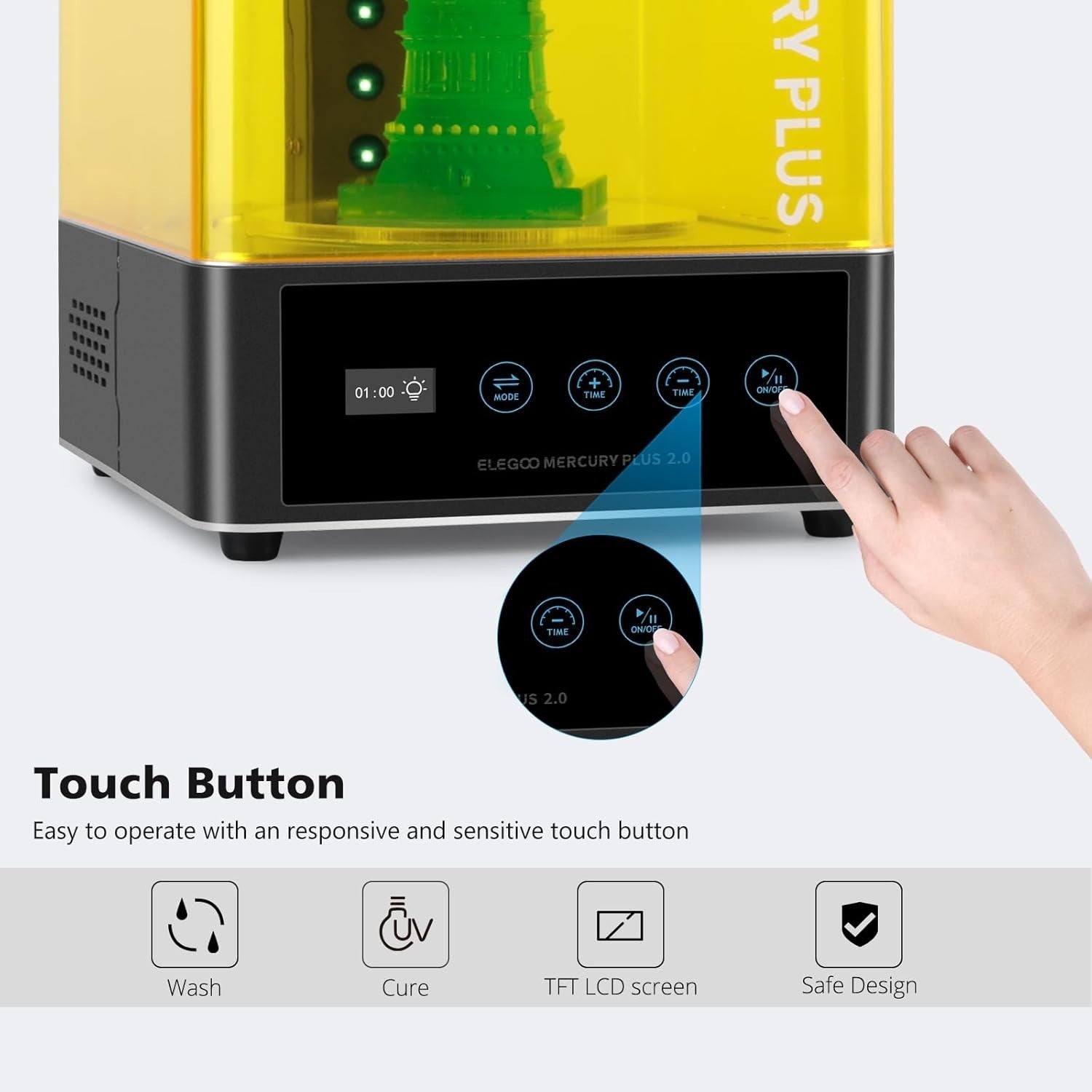 Resin Wash & Cure Machine 2-in-1 Quiet UV 360° Turntable