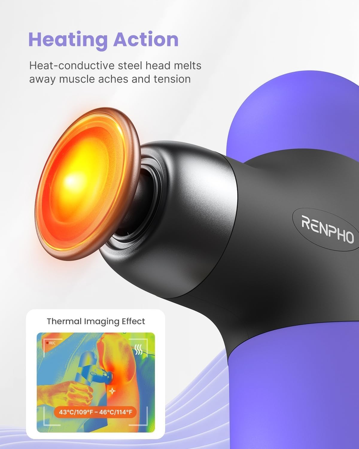 Heated Mini Massage Gun Deep Tissue Quiet Muscle Massager Portable w Case