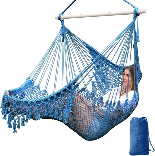 Royal Blue Hanging Hammock Chair – Breathable Mesh, Indoor Outdoor, 120kg Max