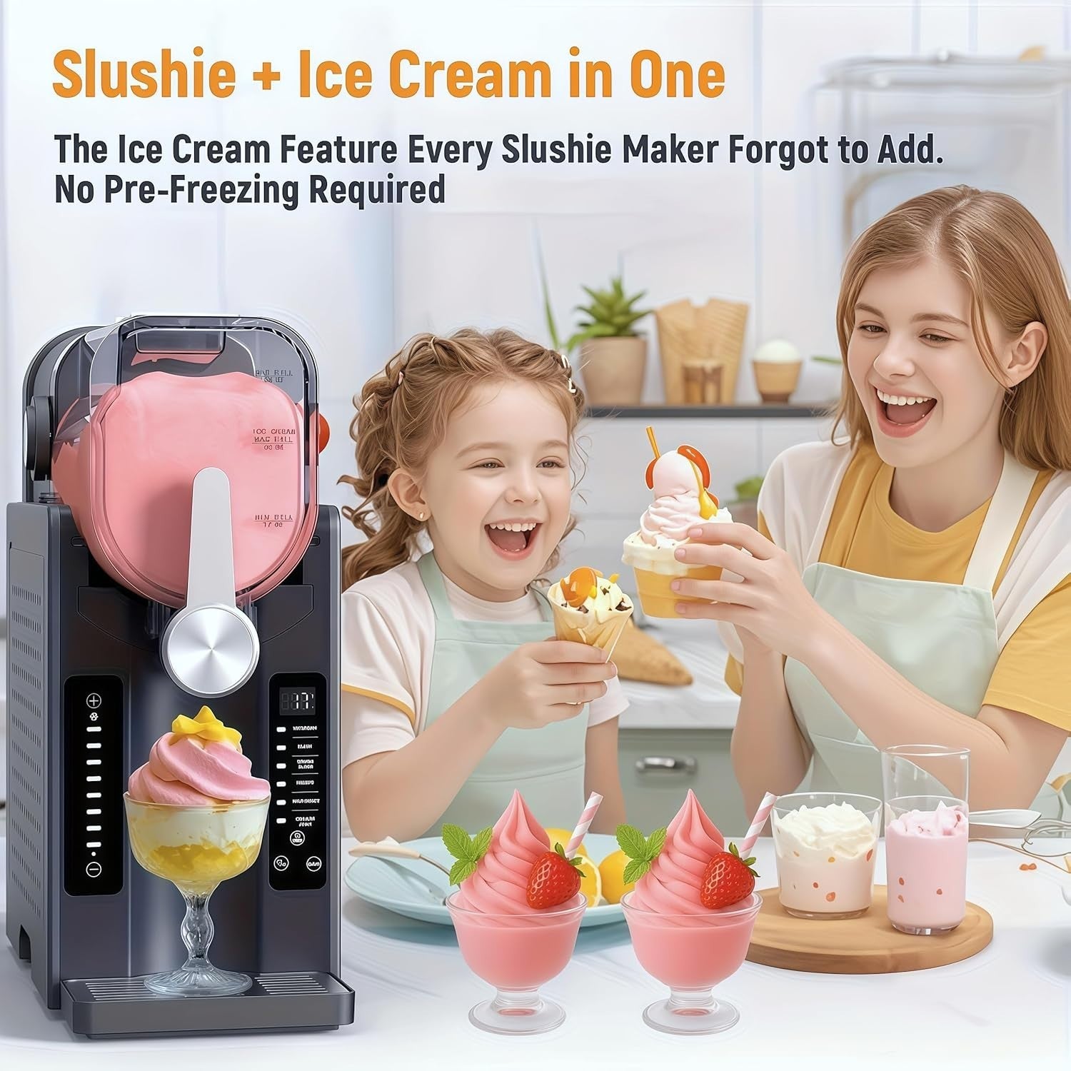 Electric Slush Ice Cream Machine 70oz Digital Presets Fast Frozen Drinks