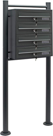 Outdoor Multi Slot Letterbox System 4 Mailboxes Anthracite Steel Secure