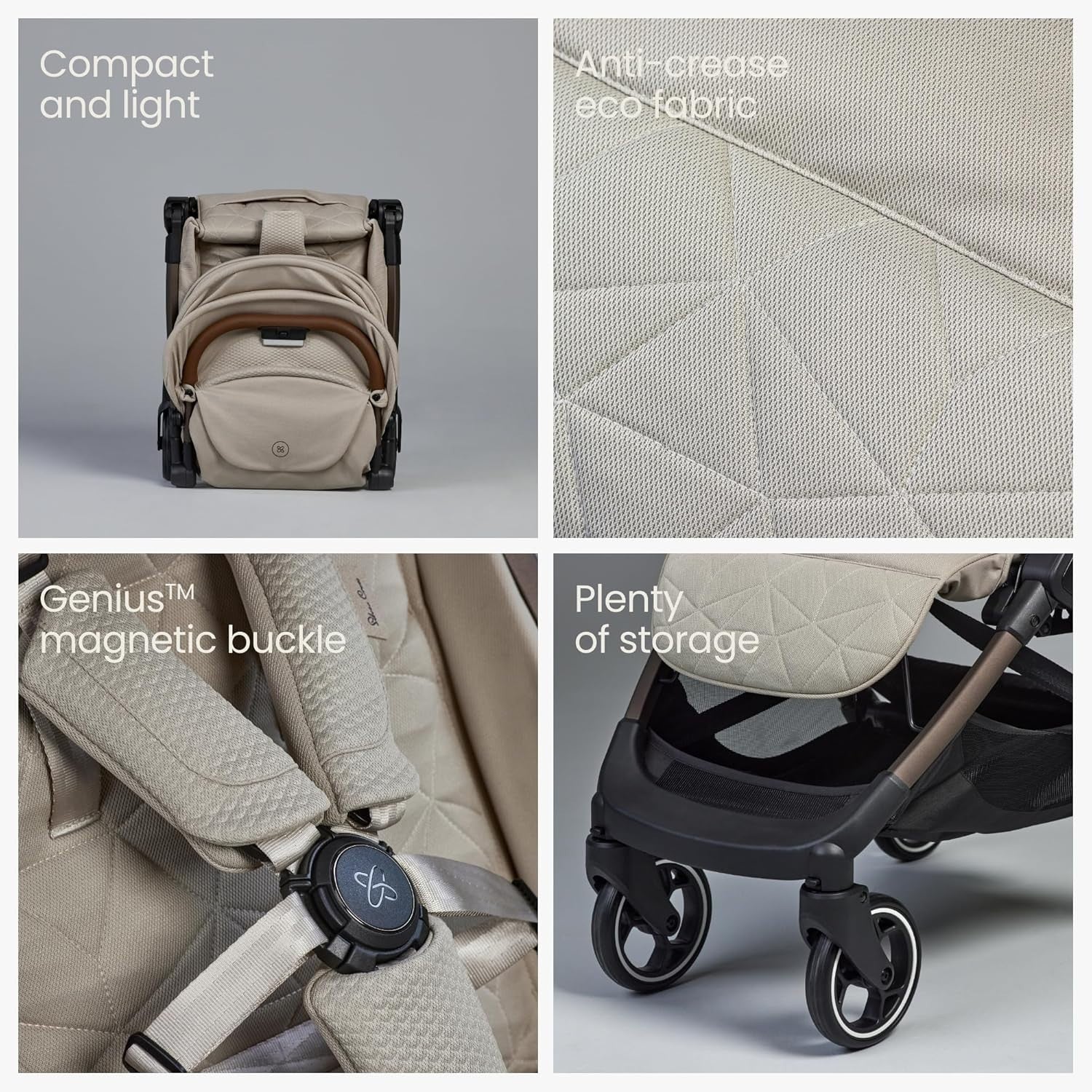 Ultra Compact One-Hand Fold Travel Pushchair Lie-Flat Newborn–4Y 22kg