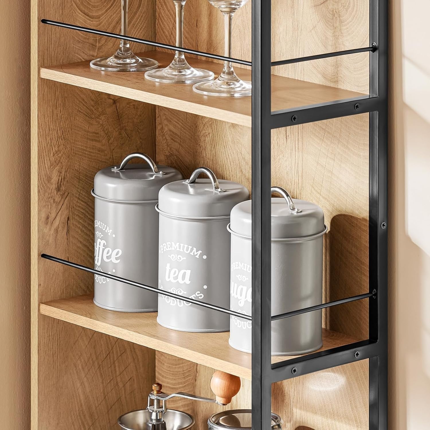 Slim Tall Kitchen Trolley, 3 Drawers & Shelves, Mobile Storage W20xD40xH170cm